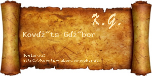 Kováts Gábor névjegykártya